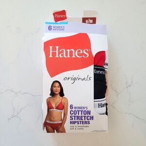 Hanes Underwear Womens 6 Medium Hipsters Cotton Stretch Originals 6 Pairs